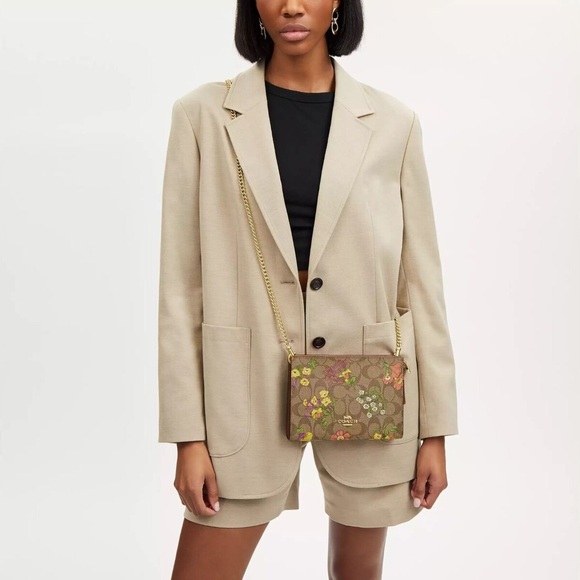 Coach Slim Crossbody In Signature Canvas w/ Floral Print Gold Tone Hardware - Picture 14 of 16